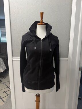 Athleta Triumph Black Zip Hoodie with High Collar Size Small